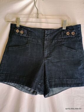 one 5 one Dark Blue Denim Button Detail Shorts